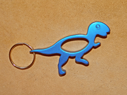 Porte-clés décapsuleur dinosaure Tyrannosaure bleu