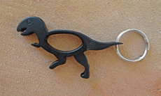 Porte-clés décapsuleur dinosaure Tyrannosaure noir